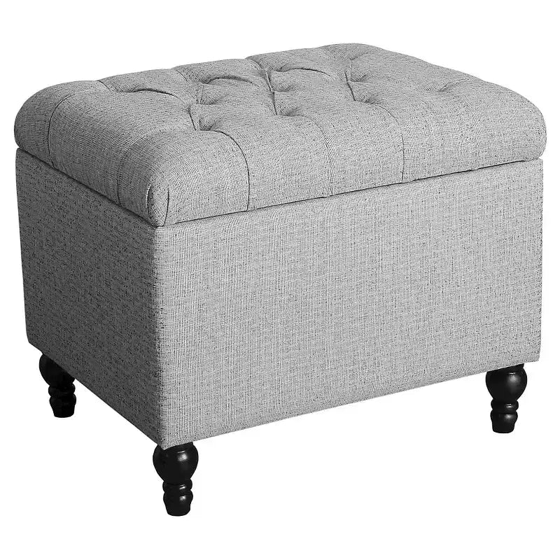 HomePop Medium Tufted Storage Ottoman: Upholstered Footstool, Plywood & MDF Frame, 250lb Capacity