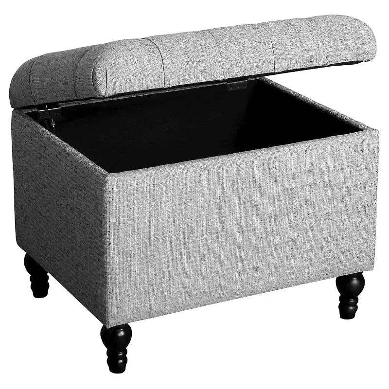 HomePop Ottoman de rangement capitonné moyen : repose-pieds rembourré, cadre en contreplaqué et MDF, capacité de 113 kg