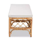 Banc rembourré en tissu et rotin Orchard, blanc/naturel - bali & pari