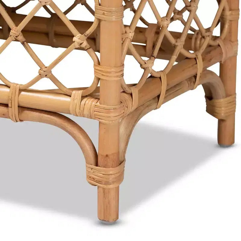 Banc rembourré en tissu et rotin Orchard, blanc/naturel - bali & pari