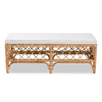 Banc rembourré en tissu et rotin Orchard, blanc/naturel - bali & pari