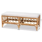 Banc rembourré en tissu et rotin Orchard, blanc/naturel - bali & pari