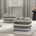 Silva Square Pouf Natural/Taupe Gray - WyndenHall