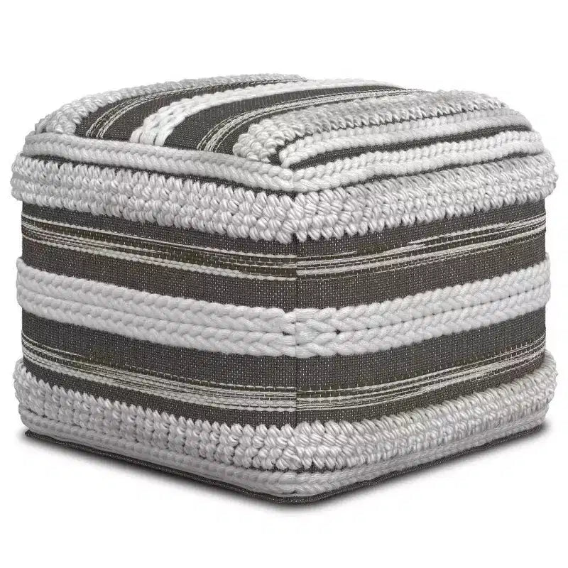 Pouf Silva carré, naturel/gris taupe - WyndenHall