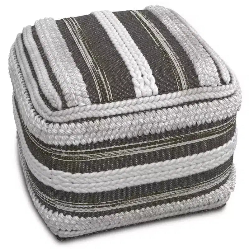 Pouf Silva carré, naturel/gris taupe - WyndenHall