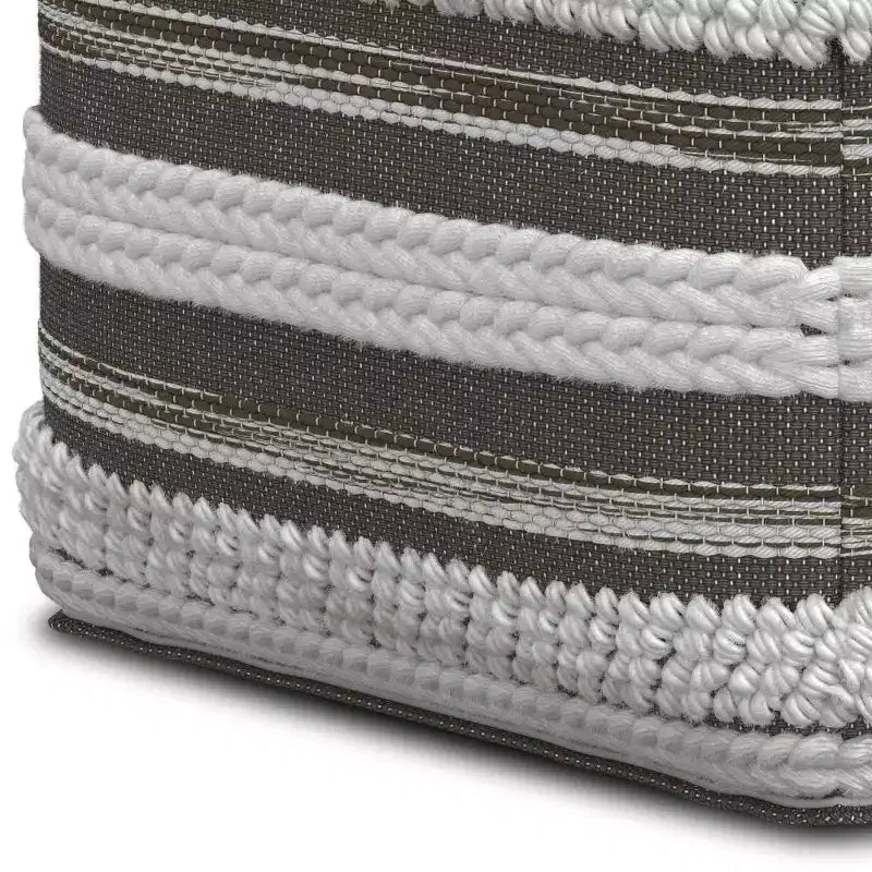 Pouf Silva carré, naturel/gris taupe - WyndenHall