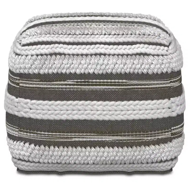 Pouf Silva carré, naturel/gris taupe - WyndenHall