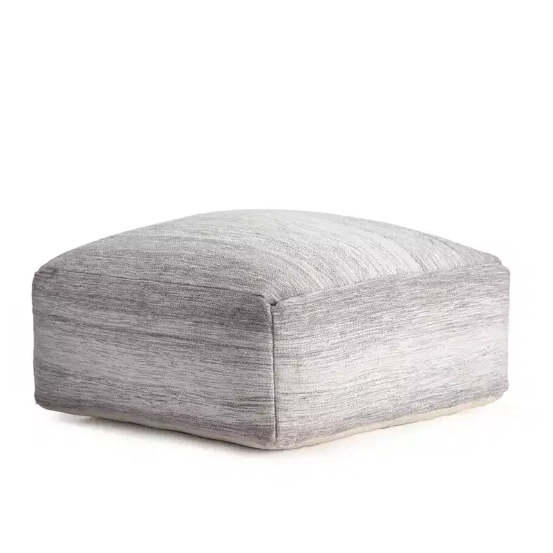 Rincon Ottoman Gray/Ivory - Anji Mountain: Contemporary Handmade Square Upholstered Furniture, Ombre Design, 35"x35"x16"