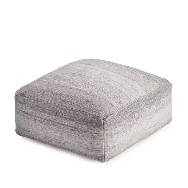 Rincon Ottoman Gray/Ivory - Anji Mountain: Contemporary Handmade Square Upholstered Furniture, Ombre Design, 35"x35"x16"