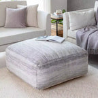 Rincon Ottoman Gray/Ivory - Anji Mountain: Contemporary Handmade Square Upholstered Furniture, Ombre Design, 35"x35"x16"