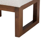 Repose-pieds ottoman Yashiya Boucle : Design mi-siècle, cadre en bois d'hévéa - Baxton Studio