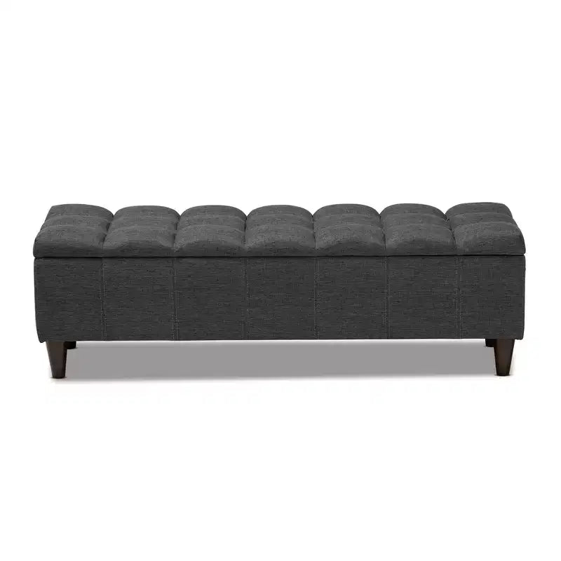 Brette Finished Wood Storage Bench Ottoman Gray - Baxton Studio: Mid-Century Modern, Tufted, Rubberwood Frame, 250 lb Capacity