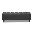Brette Finished Wood Storage Bench Ottoman Gray - Baxton Studio: Mid-Century Modern, Tufted, Rubberwood Frame, 250 lb Capacity