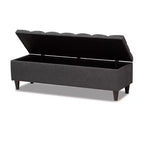 Brette Finished Wood Storage Bench Ottoman Gray - Baxton Studio: Mid-Century Modern, Tufted, Rubberwood Frame, 250 lb Capacity