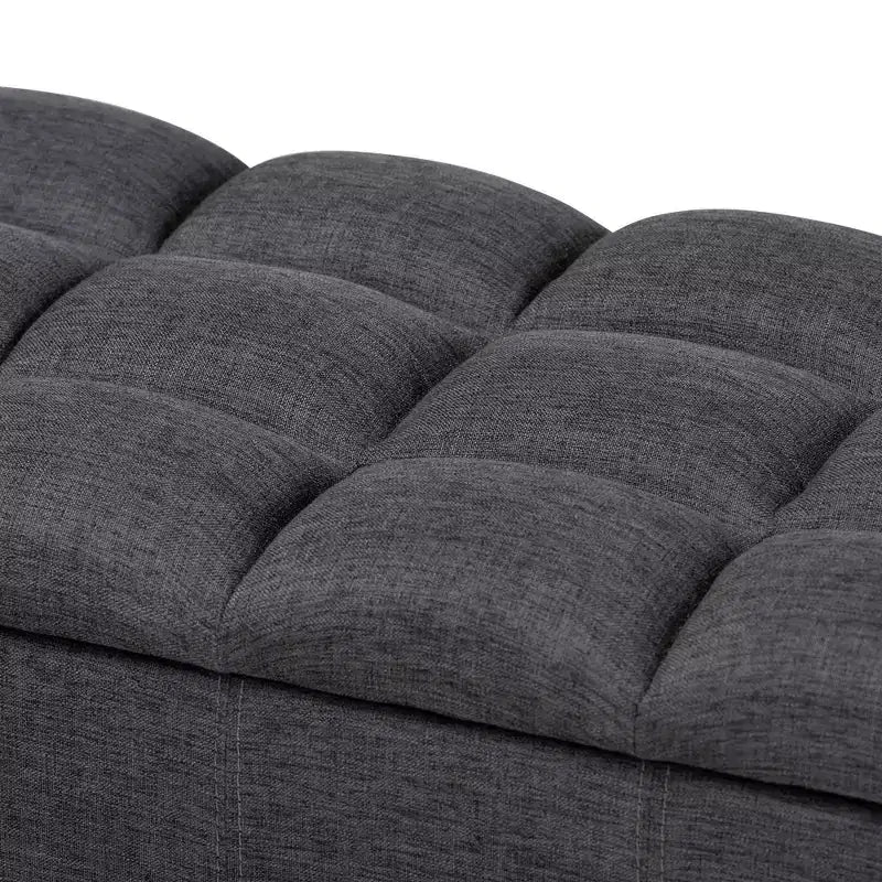 Brette Finished Wood Storage Bench Ottoman Gray - Baxton Studio: Mid-Century Modern, Tufted, Rubberwood Frame, 250 lb Capacity