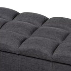 Brette Finished Wood Storage Bench Ottoman Gray - Baxton Studio: Mid-Century Modern, Tufted, Rubberwood Frame, 250 lb Capacity