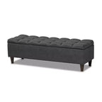 Brette Finished Wood Storage Bench Ottoman Gray - Baxton Studio: Mid-Century Modern, Tufted, Rubberwood Frame, 250 lb Capacity