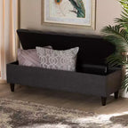 Brette Finished Wood Storage Bench Ottoman Gray - Baxton Studio: Mid-Century Modern, Tufted, Rubberwood Frame, 250 lb Capacity