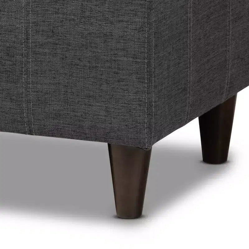 Brette Finished Wood Storage Bench Ottoman Gray - Baxton Studio: Mid-Century Modern, Tufted, Rubberwood Frame, 250 lb Capacity