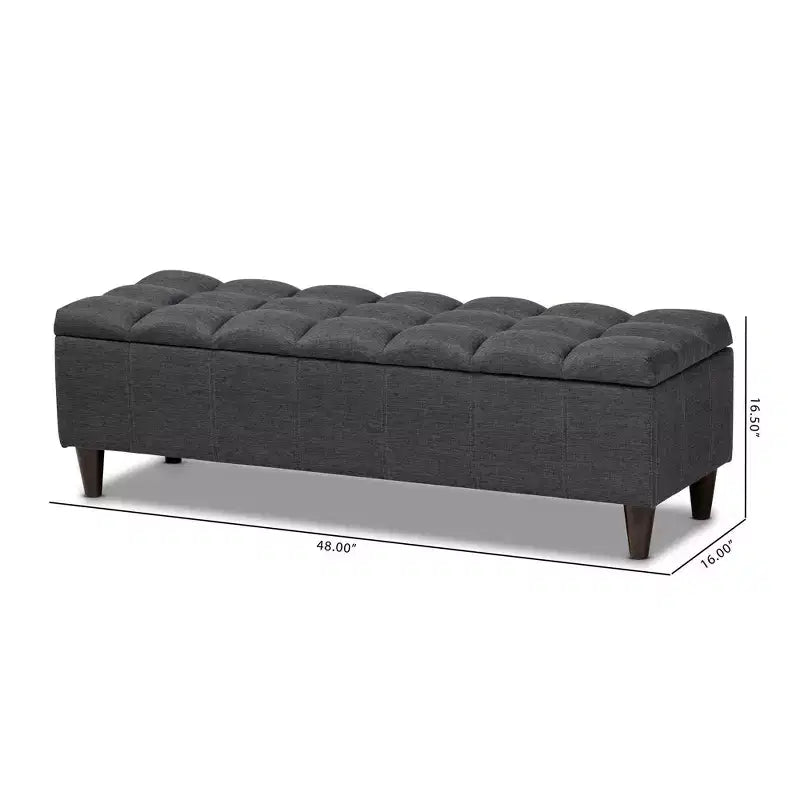Brette Finished Wood Storage Bench Ottoman Gray - Baxton Studio: Mid-Century Modern, Tufted, Rubberwood Frame, 250 lb Capacity