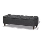 Brette Finished Wood Storage Bench Ottoman Gray - Baxton Studio: Mid-Century Modern, Tufted, Rubberwood Frame, 250 lb Capacity
