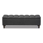 Brette Finished Wood Storage Bench Ottoman Gray - Baxton Studio: Mid-Century Modern, Tufted, Rubberwood Frame, 250 lb Capacity