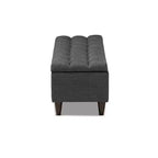 Brette Finished Wood Storage Bench Ottoman Gray - Baxton Studio: Mid-Century Modern, Tufted, Rubberwood Frame, 250 lb Capacity
