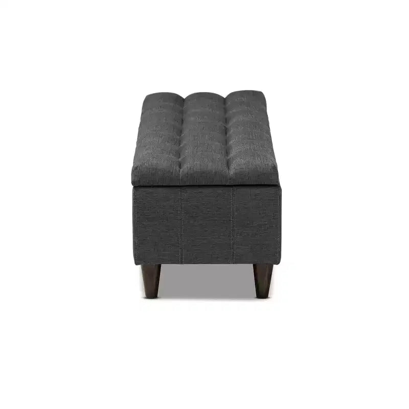 Brette Finished Wood Storage Bench Ottoman Gray - Baxton Studio: Mid-Century Modern, Tufted, Rubberwood Frame, 250 lb Capacity