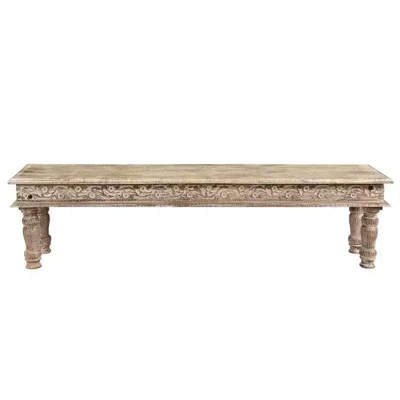 Banc sculpté en bois flotté marron - Timbergirl : design rustique en grain de bois pour chambre, entrée