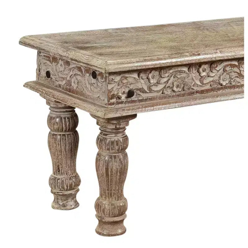 Banc sculpté en bois flotté marron - Timbergirl : design rustique en grain de bois pour chambre, entrée