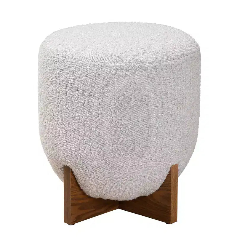 Fisk Fabric and Wood Ottoman Footstool Light Gray/Walnut Brown - Baxton Studio: Plywood & Polyester, No Assembly Required
