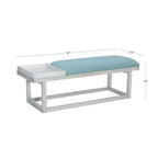 Banc de rangement capitonné Lemire avec plateau, blanc délavé et bleu sarcelle - Powell : Siège d'entrée, capacité de 136 kg