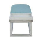 Banc de rangement capitonné Lemire avec plateau, blanc délavé et bleu sarcelle - Powell : Siège d'entrée, capacité de 136 kg