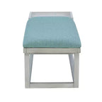 Banc de rangement capitonné Lemire avec plateau, blanc délavé et bleu sarcelle - Powell : Siège d'entrée, capacité de 136 kg
