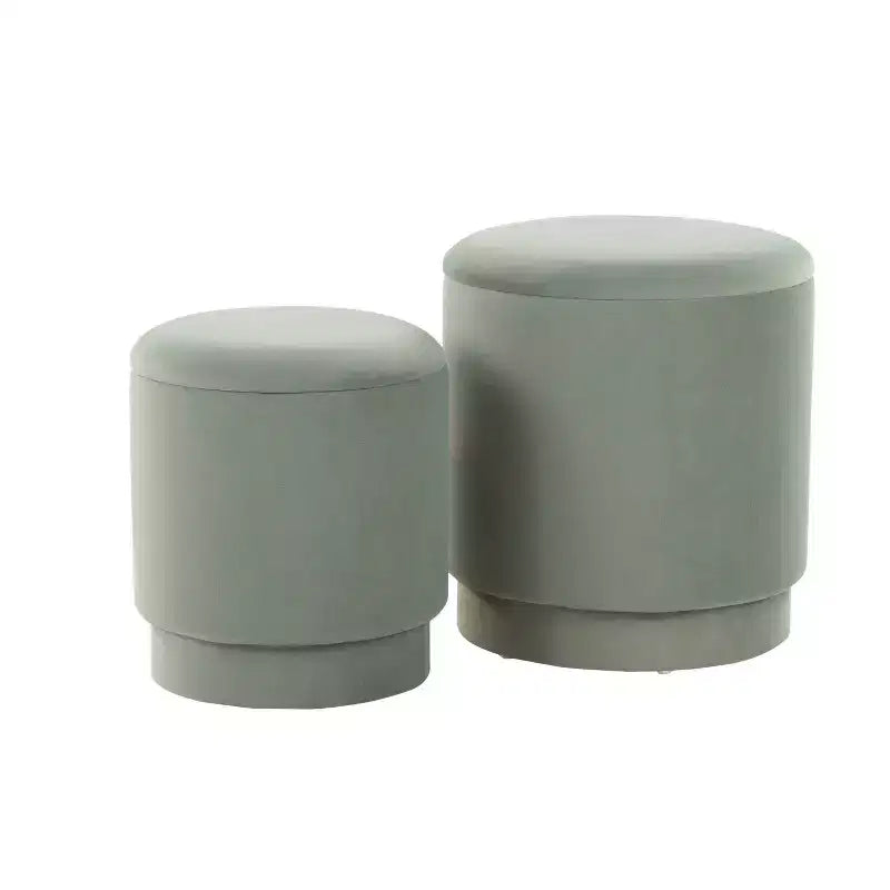 LumiSource Marla Upholstered Ottoman Set Light Green Velvet