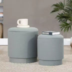 LumiSource Marla, ensemble de poufs rembourrés en velours vert clair