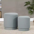 LumiSource Marla, ensemble de poufs rembourrés en velours vert clair