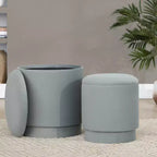 LumiSource Marla, ensemble de poufs rembourrés en velours vert clair