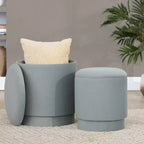 LumiSource Marla, ensemble de poufs rembourrés en velours vert clair