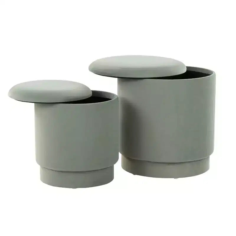 LumiSource Marla, ensemble de poufs rembourrés en velours vert clair