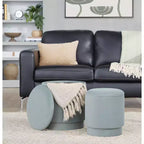 LumiSource Marla, ensemble de poufs rembourrés en velours vert clair