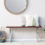 Adore Decor Lennox Contemporary Wood and Silver Metal Bench Dark Walnut Brown