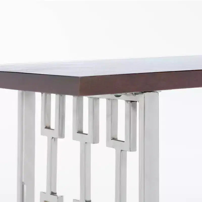 Banc contemporain en bois et métal argenté Adore Decor Lennox, brun noyer foncé