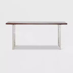 Banc contemporain en bois et métal argenté Adore Decor Lennox, brun noyer foncé