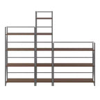 Winsome 3pc 61.42" Isa Shelving Set Walnut/Graphite: Etagere Storage, Textured Metal Frame, 11 Shelves