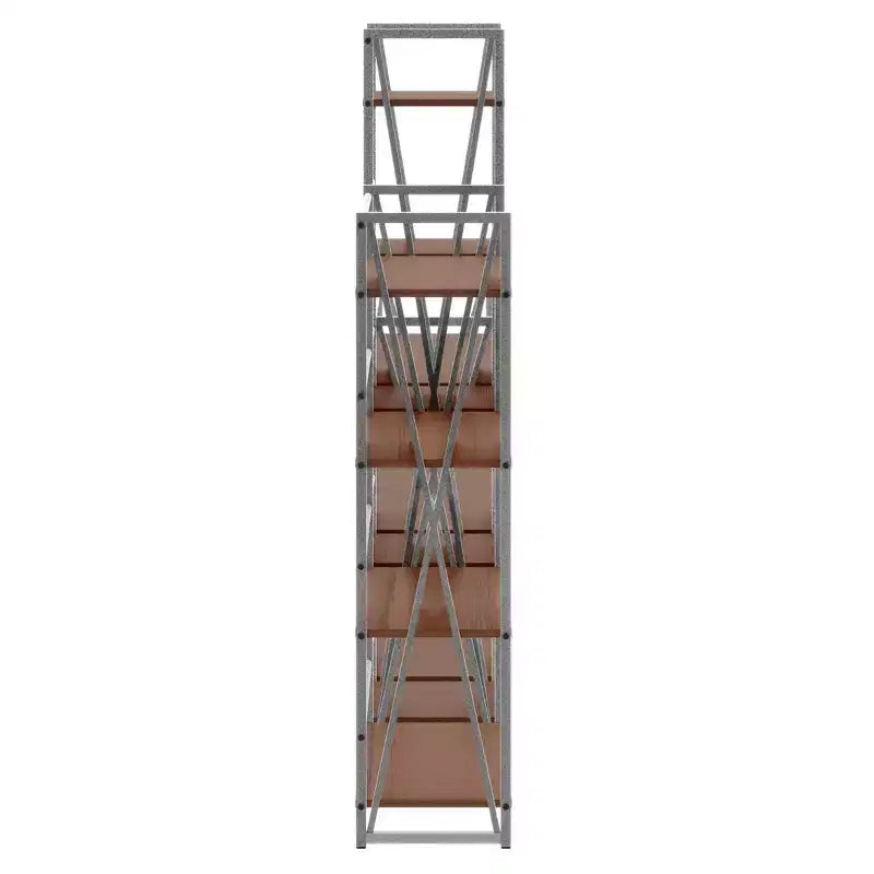 Winsome 3pc 61.42" Isa Shelving Set Walnut/Graphite: Etagere Storage, Textured Metal Frame, 11 Shelves