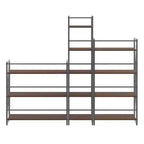 Winsome 3pc 61.42" Isa Shelving Set Walnut/Graphite: Etagere Storage, Textured Metal Frame, 11 Shelves