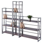 Winsome 3pc 61.42" Isa Shelving Set Walnut/Graphite: Etagere Storage, Textured Metal Frame, 11 Shelves