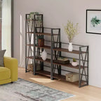 Winsome 3pc 61.42" Isa Shelving Set Walnut/Graphite: Etagere Storage, Textured Metal Frame, 11 Shelves