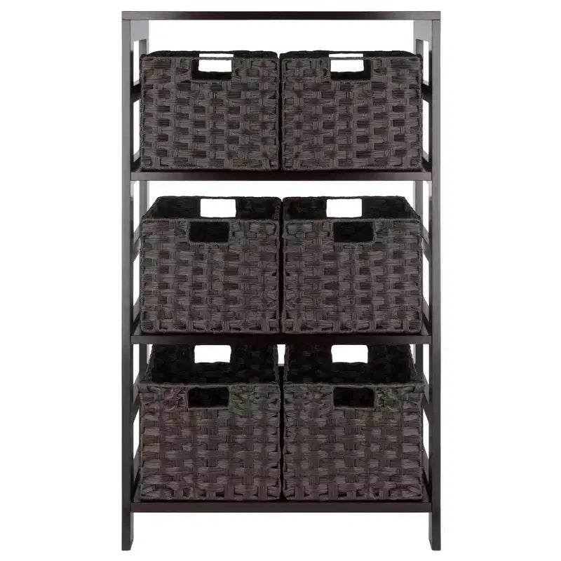 Étagère de rangement 42 po 7 pièces Leo avec paniers expresso/chocolat - Winsome